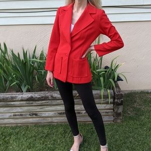 Vintage 1970s Red Ribbed Handmade Blazer Jacket